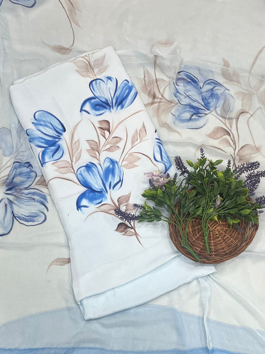 क्रेप गुलाबी सूट संग्रह / हाथ से पेंट किए गए सूट