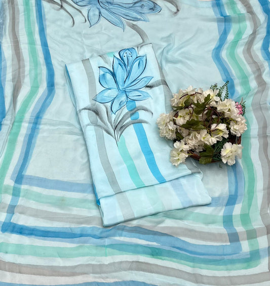 क्रेप गुलाबी सूट संग्रह / हाथ से पेंट किए गए सूट