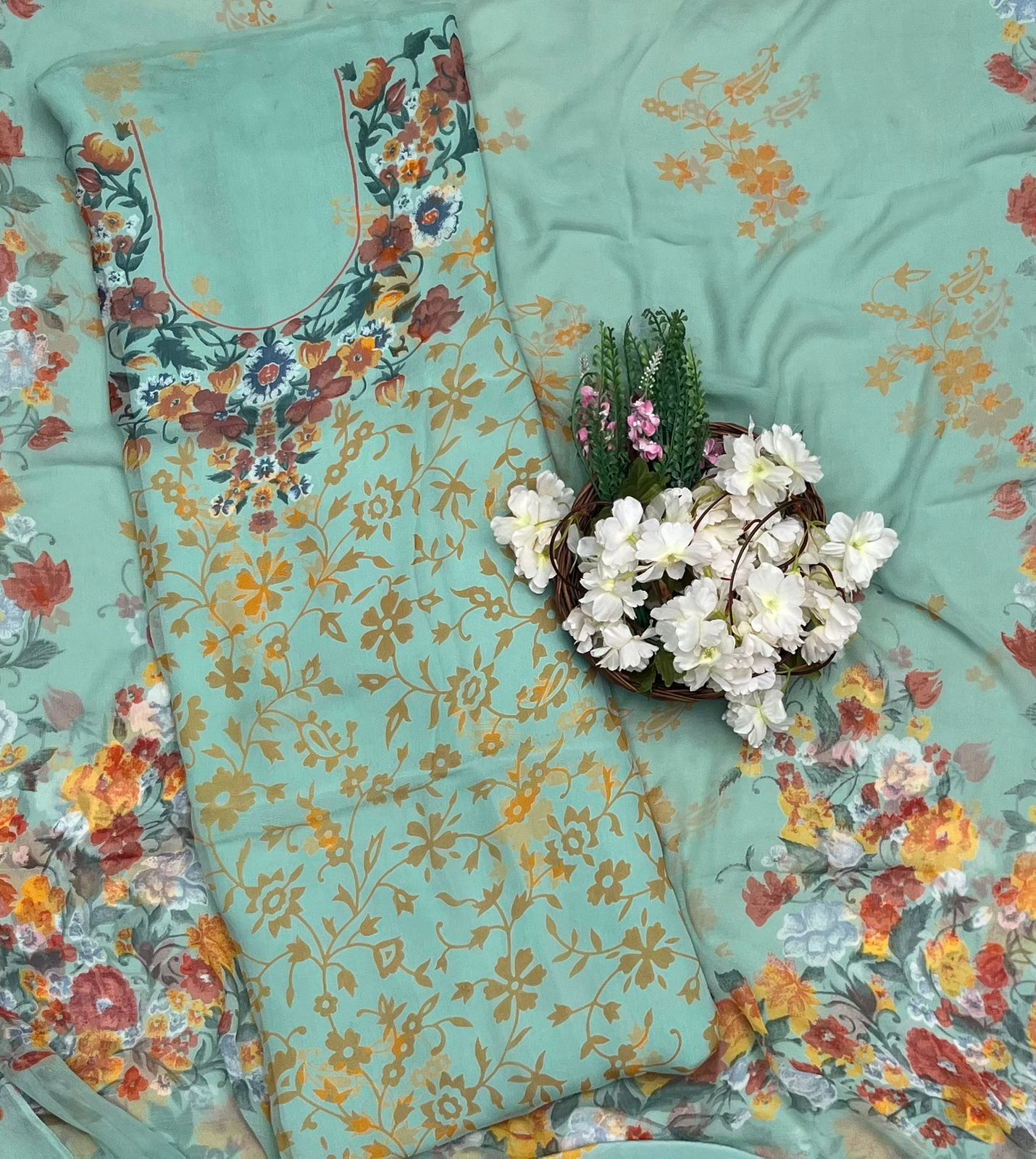 721 Chiffon Light Sea Green Suit Fabric / CKC Chiffon Suits