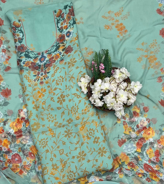 Ckc 721 Chiffon Light Sea Green Suit Fabric / CKC Chiffon Suits