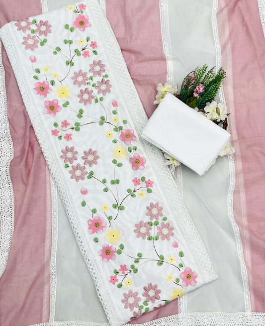 CKC 634 Cotton Off White Suit Fabric / CKC Cotton Bazaar
