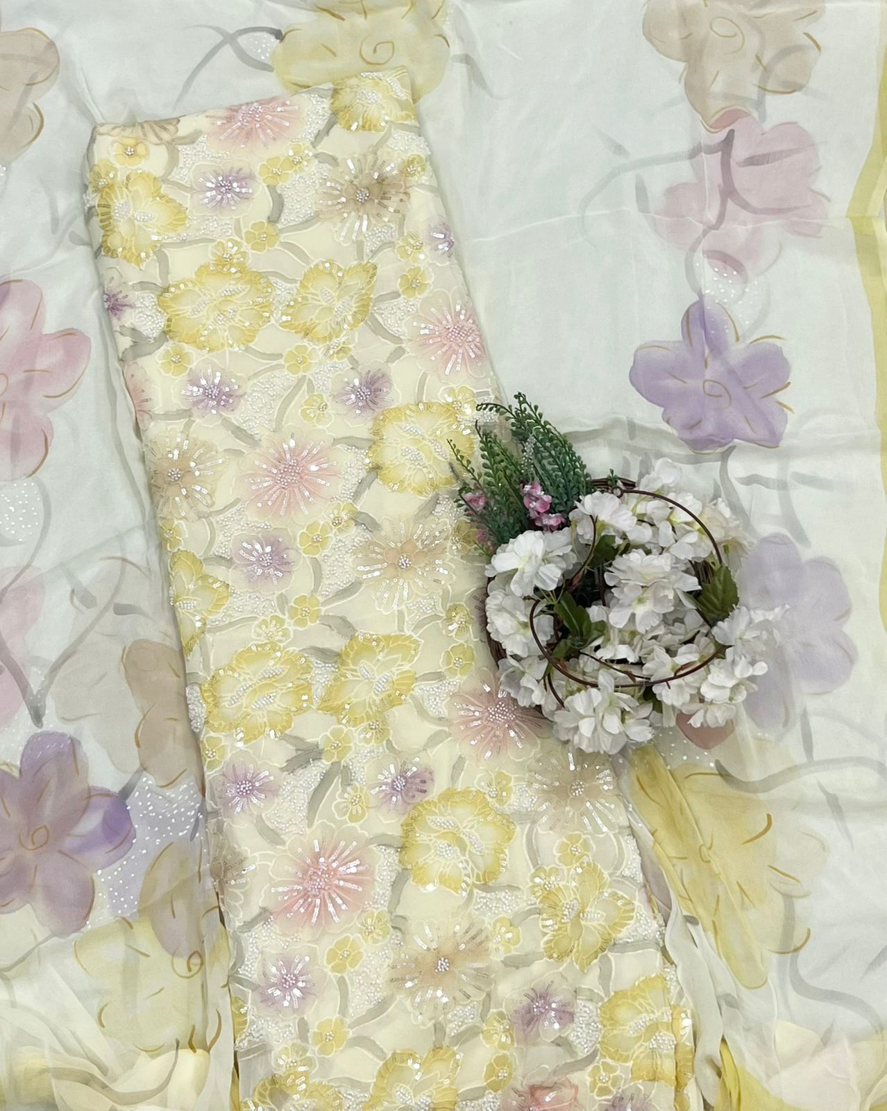 681 Georgette Yellow Suit Fabric / CKC Georgette Suits