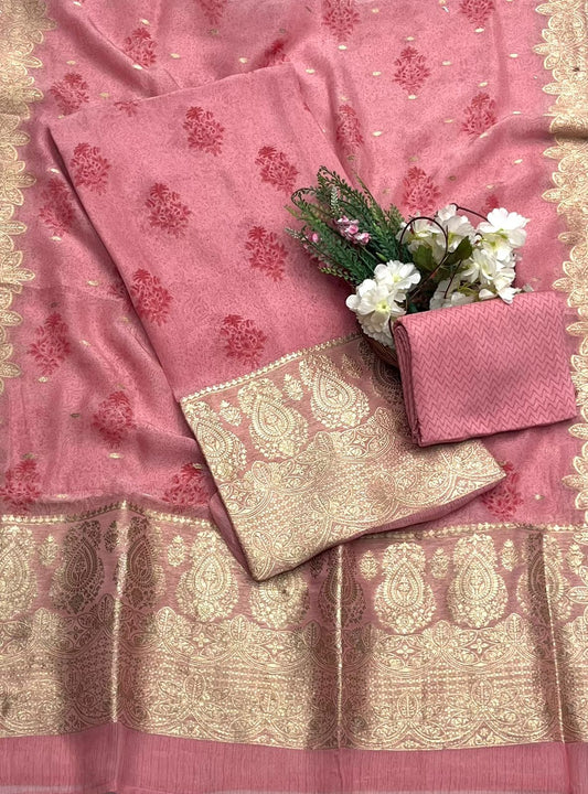 Organza Pink Suit Fabric/ CKC Partywear Collection