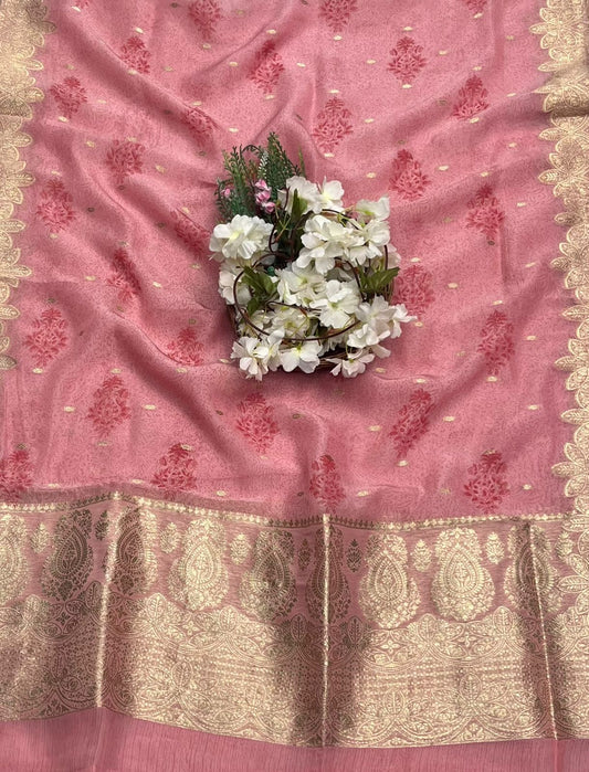 Organza Pink Suit Fabric/ CKC Partywear Collection