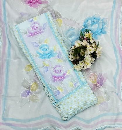CKC 772 Organza Sky Blue Suit Fabric/ CKC Partywear Collection
