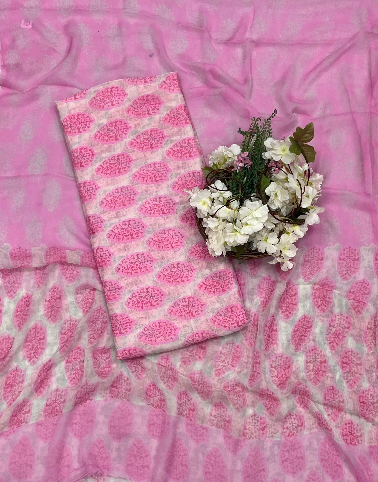 Ckc 733 Chinon Pink Suit Fabric / CKC Phoolon Ka Ghar