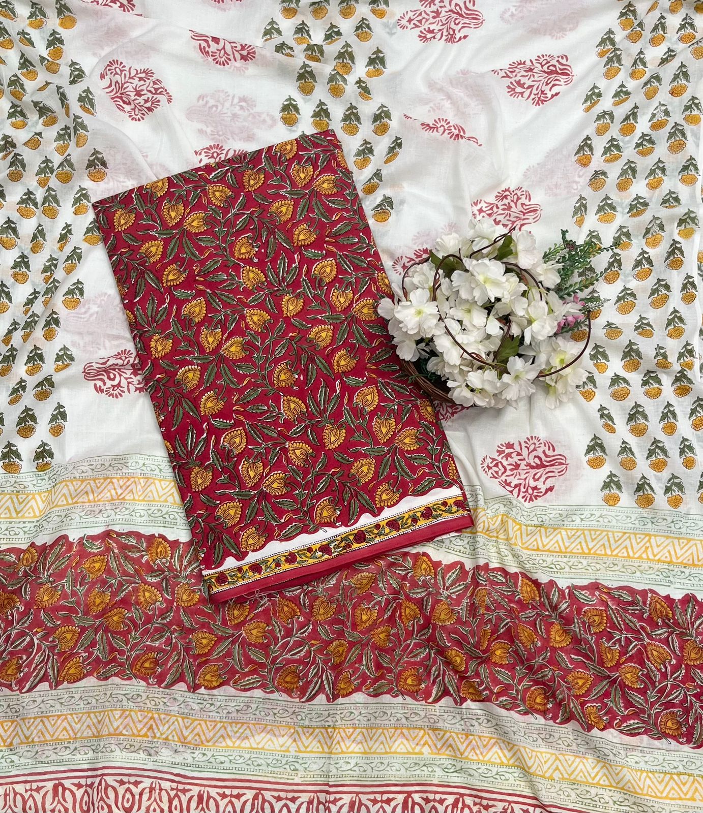 734 Cotton Red Suit Fabric / CKC Cotton Bazaar