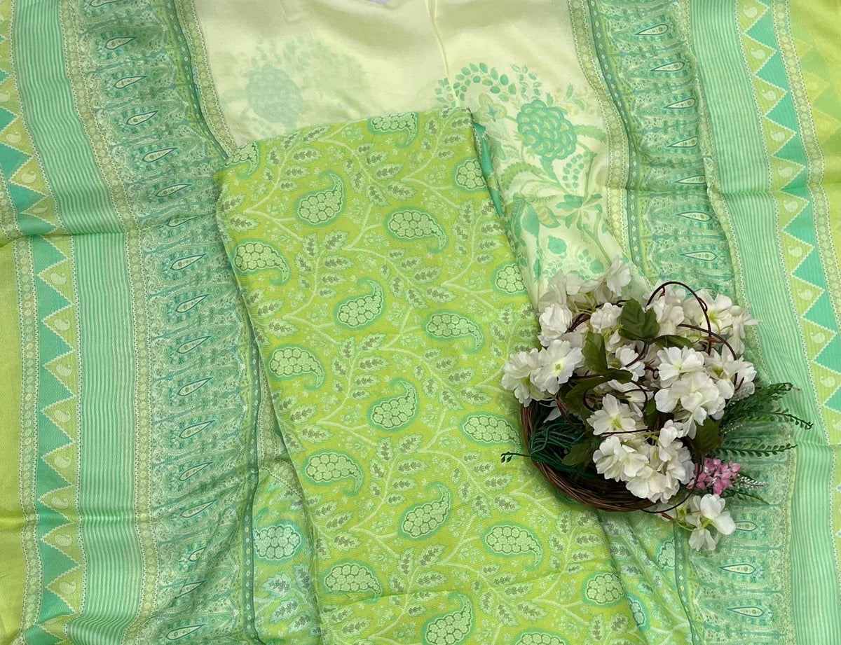 Ckc 29 Chinon Jacquard Green Suit Fabric / CKC Phoolon Ka Ghar