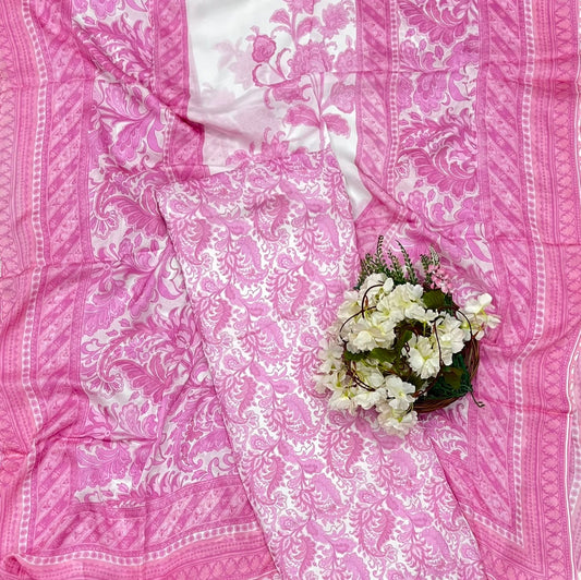 Ckc 37 Chinon Jacquard Pink  Suit Fabric / CKC Phoolon Ka Ghar