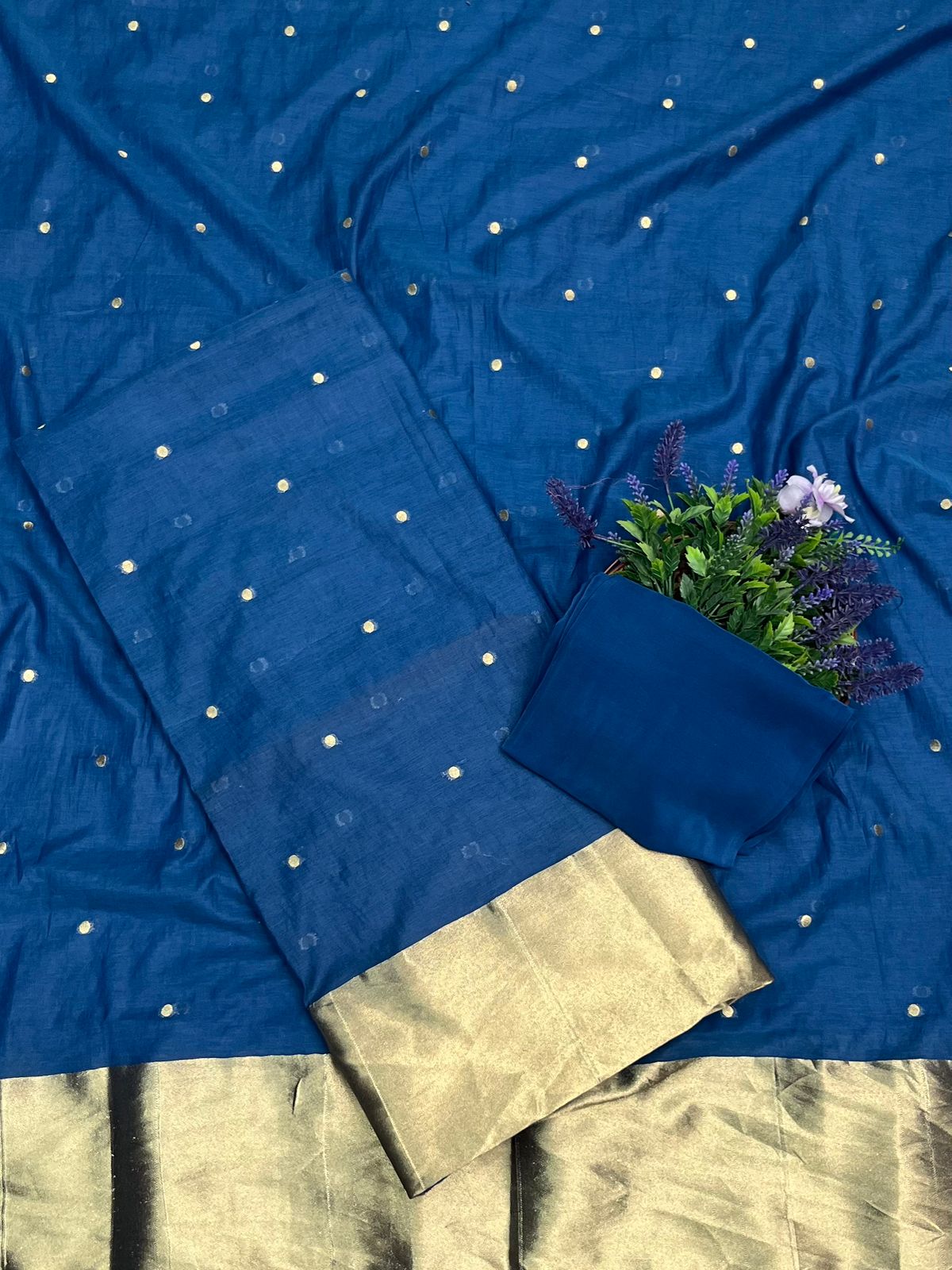 Ckc 990 Mul Cotton Navy Blue suit Fabric/ CKC Mul Cotton