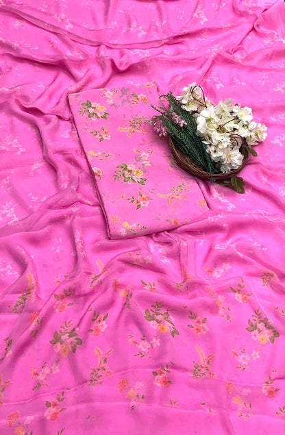 Ckc 806 Chinon Pink Suit Fabric / CKC Phoolon Ka Ghar