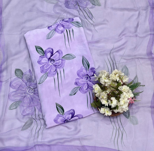 510A Crepe Lilac Suit Fabric/ CKC Hand Painted Suits