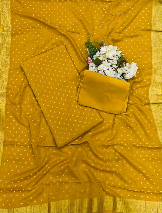 89A Georgette  Musturd  Suit Fabric/ CKC Partywear Collection