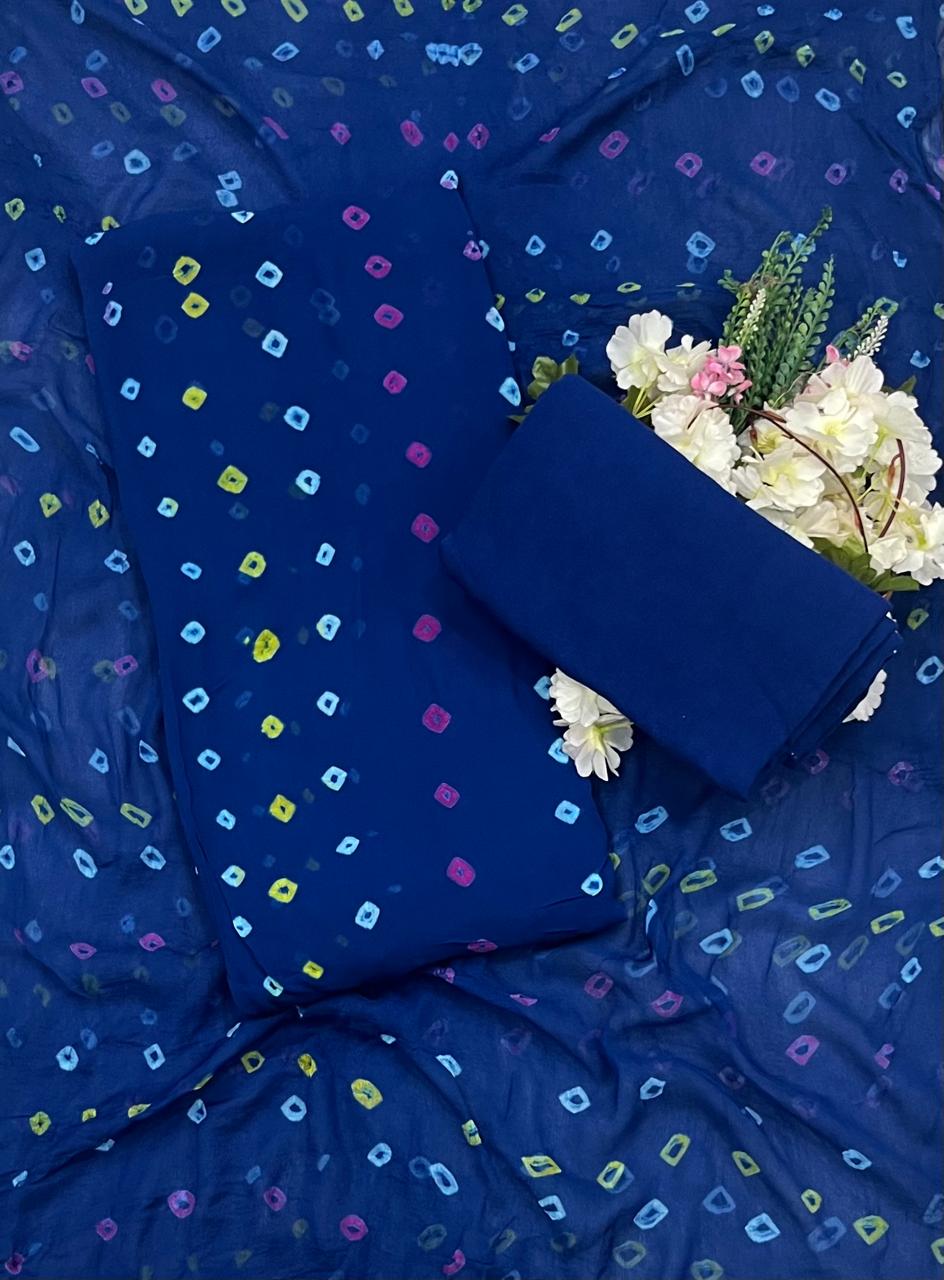 815 Jaipuri Georgette Navy Blue Suit Fabric / CKC Jaipuri Suits