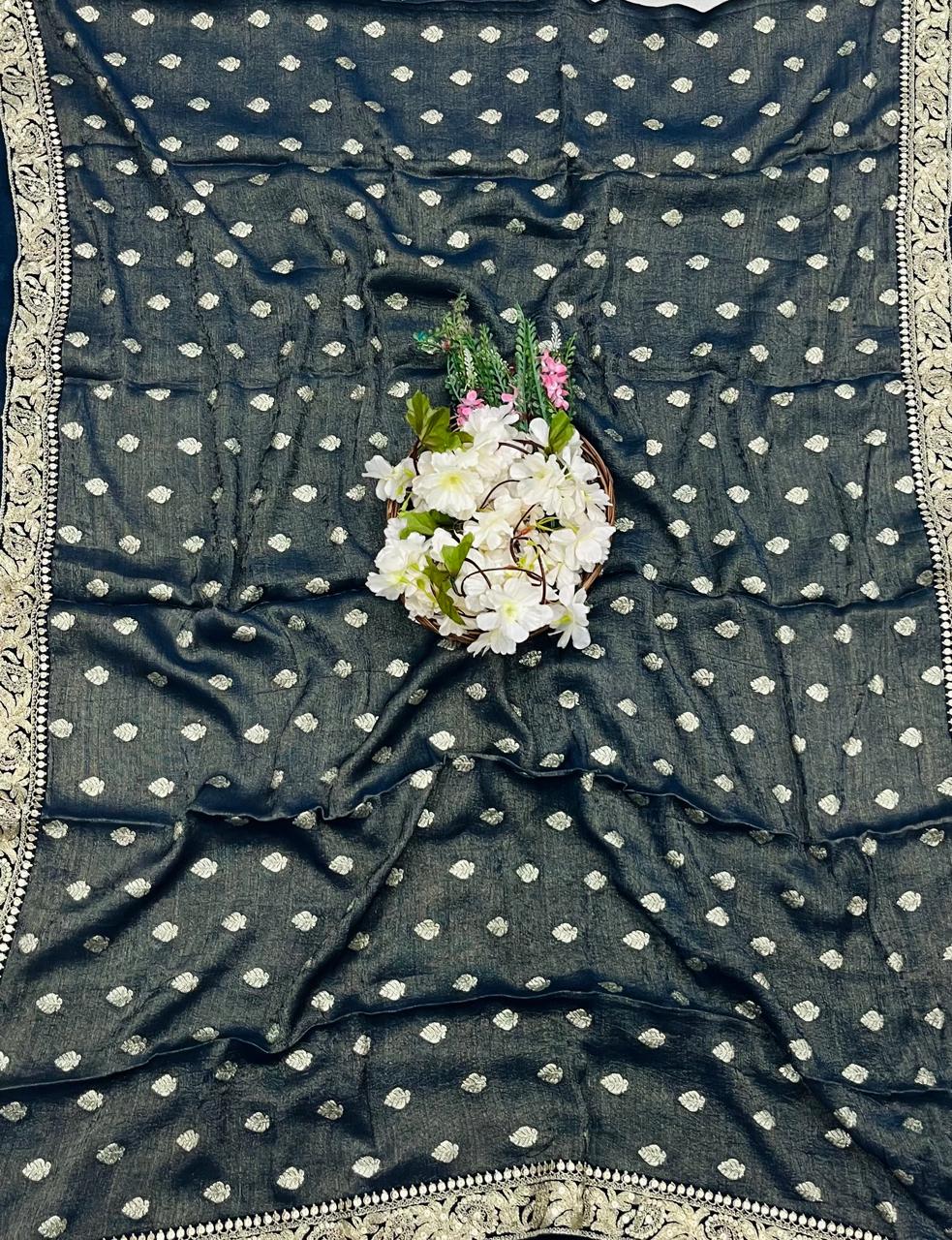 311A Organza Silk Navy Blue Suit Fabric/ CKC Partywear Collection