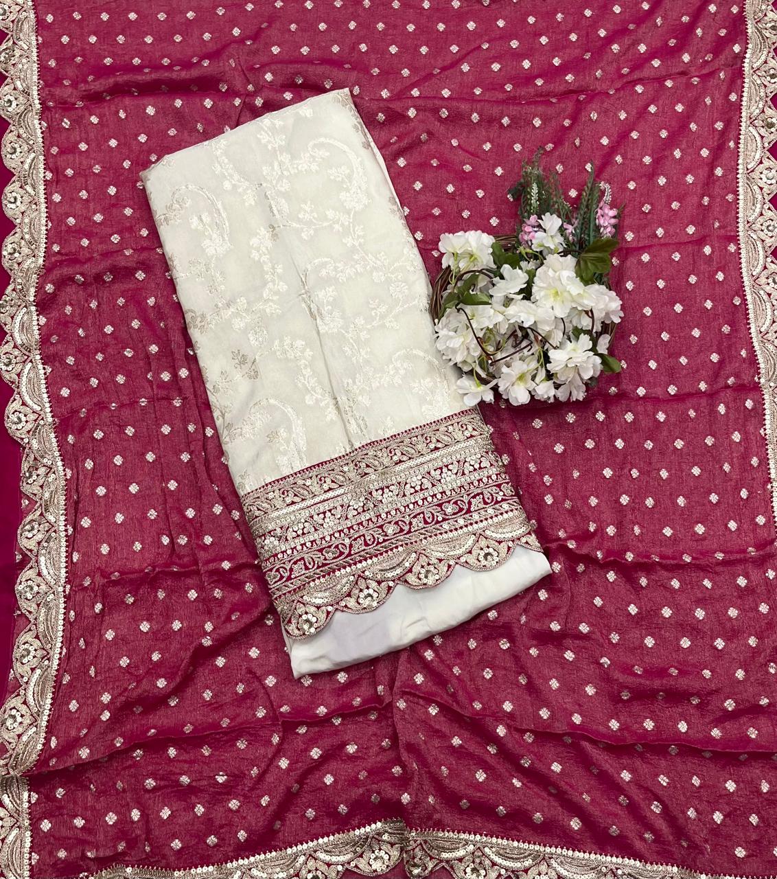 309A Organza Silk Dark Magenta Suit Fabric/ CKC Partywear Collection