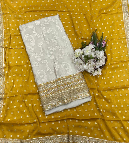 310A Organza Silk Yellow Suit Fabric/ CKC Partywear Collection