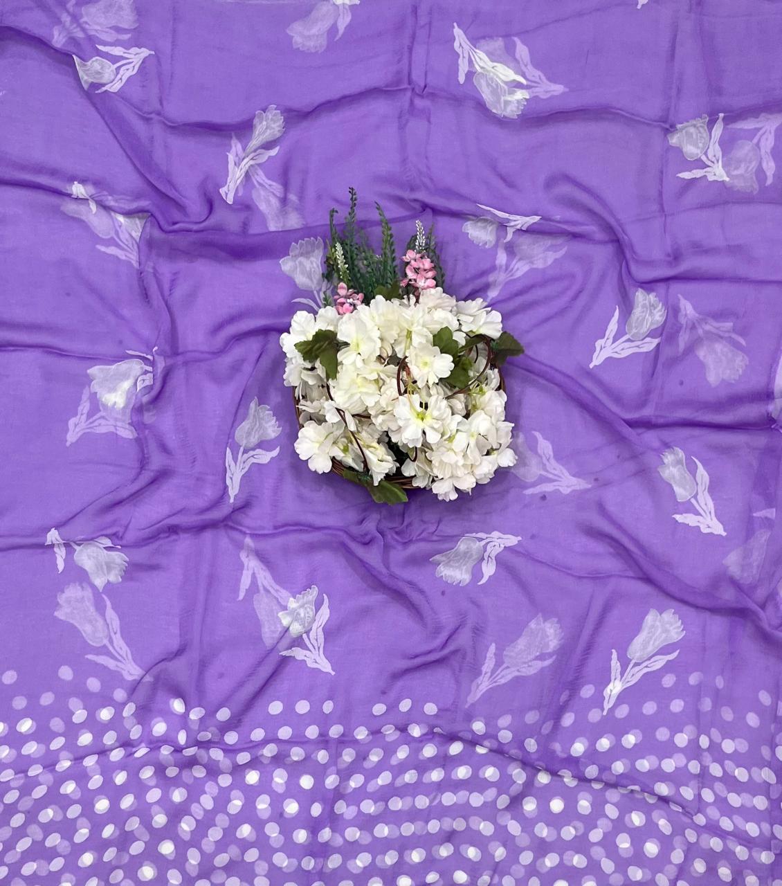 370A Georgette Polka Lilac Suit Fabric / CKC Polka Story