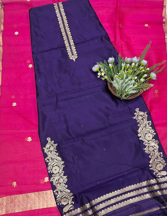 448A Pure Silk Purple Suit Fabric/ CKC Banarasi Edit