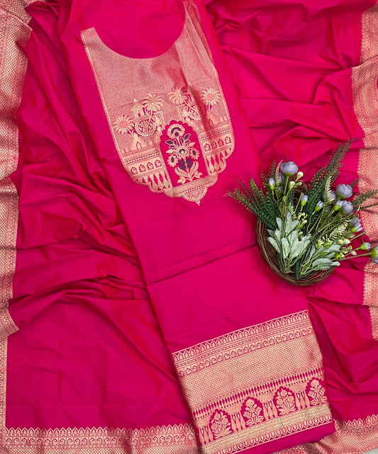 449A Silk Magenta Suit Fabric/ CKC Banarasi Edit