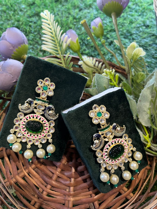 Kundan Dark Green Earing Set /CKC Jewels