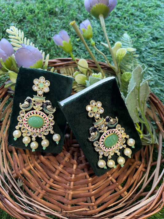 Kundan Sea Green Earing Set /CKC Jewels