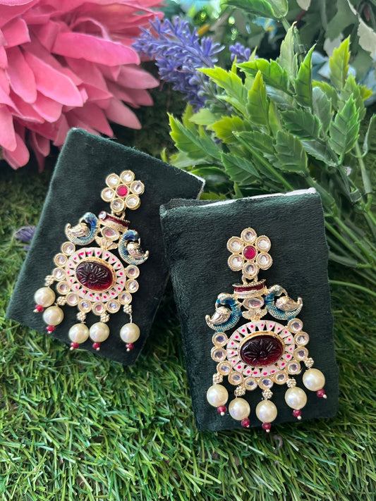 Kundan Dark Red Earing Set /CKC Jewels