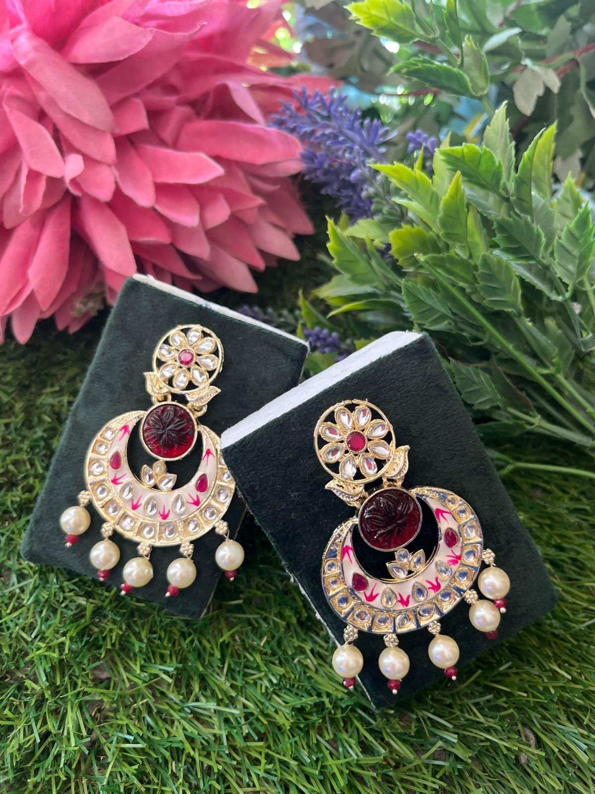 Kundan Dark Red Earing Set /CKC Jewels