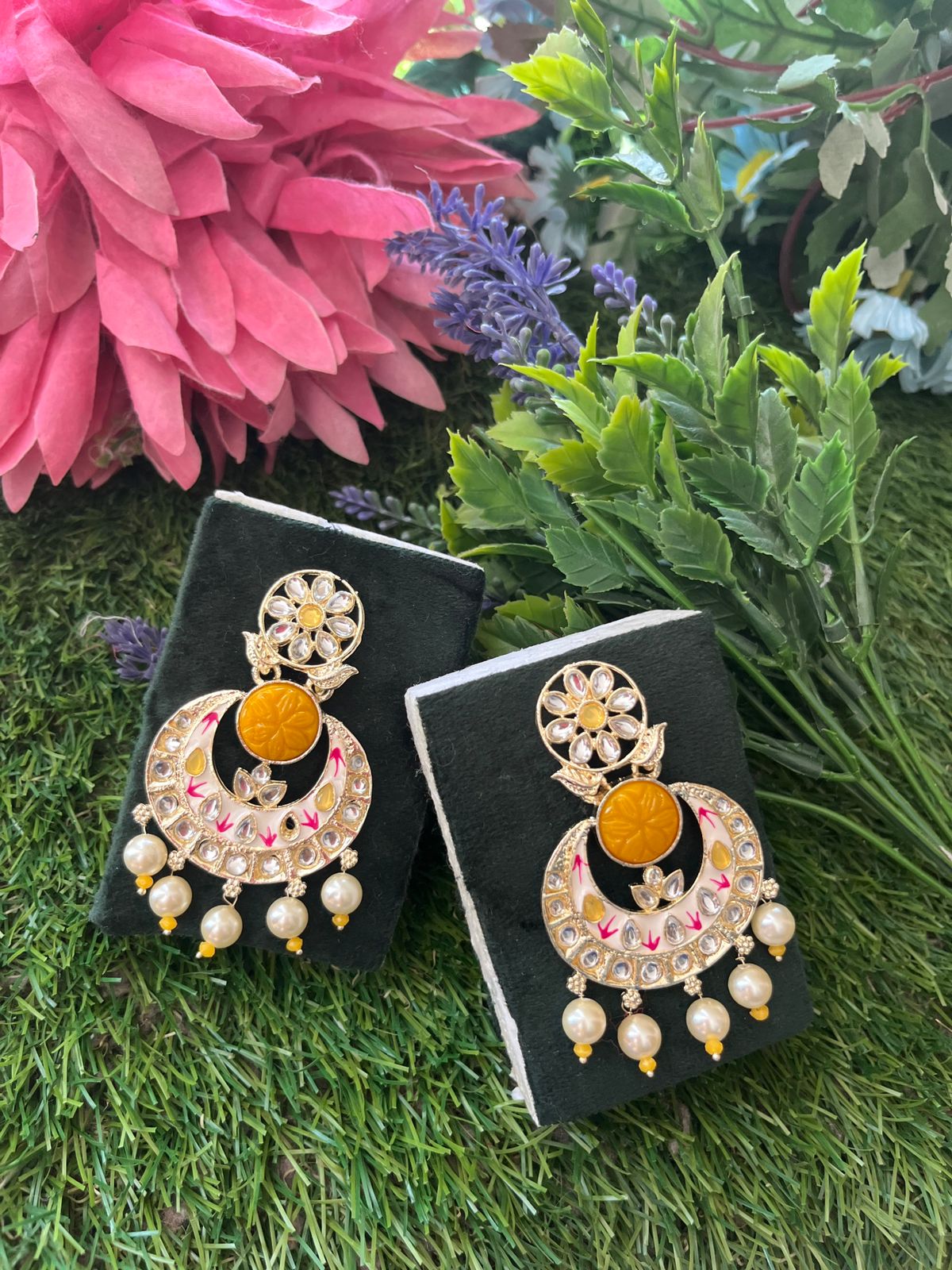 Kundan Yellow Earing Set /CKC Jewels