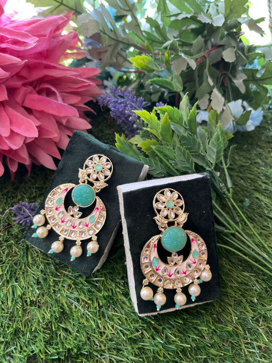 Kundan Sea Blue Earing Set /CKC Jewels