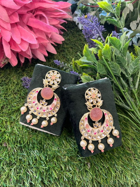 Kundan Peach Earing Set /CKC Jewels
