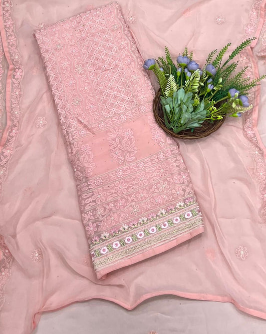 830A Georgette Peach Suit Fabric/ CKC Partywear Collection