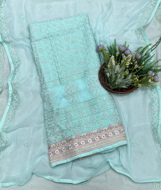 826A Georgette Sky Blue Suit Fabric/ CKC Partywear Collection