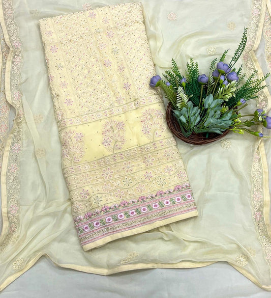 828A Georgette Lemon Suit Fabric/ CKC Partywear Collection