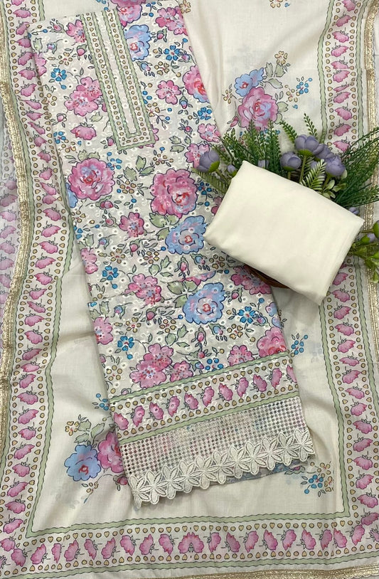 920A Cotton Off White Suit Fabric / CKC Cotton Bazaar