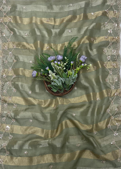 938A Crush Shimmer Sea Green Suit Fabric/ CKC Partywear Collection
