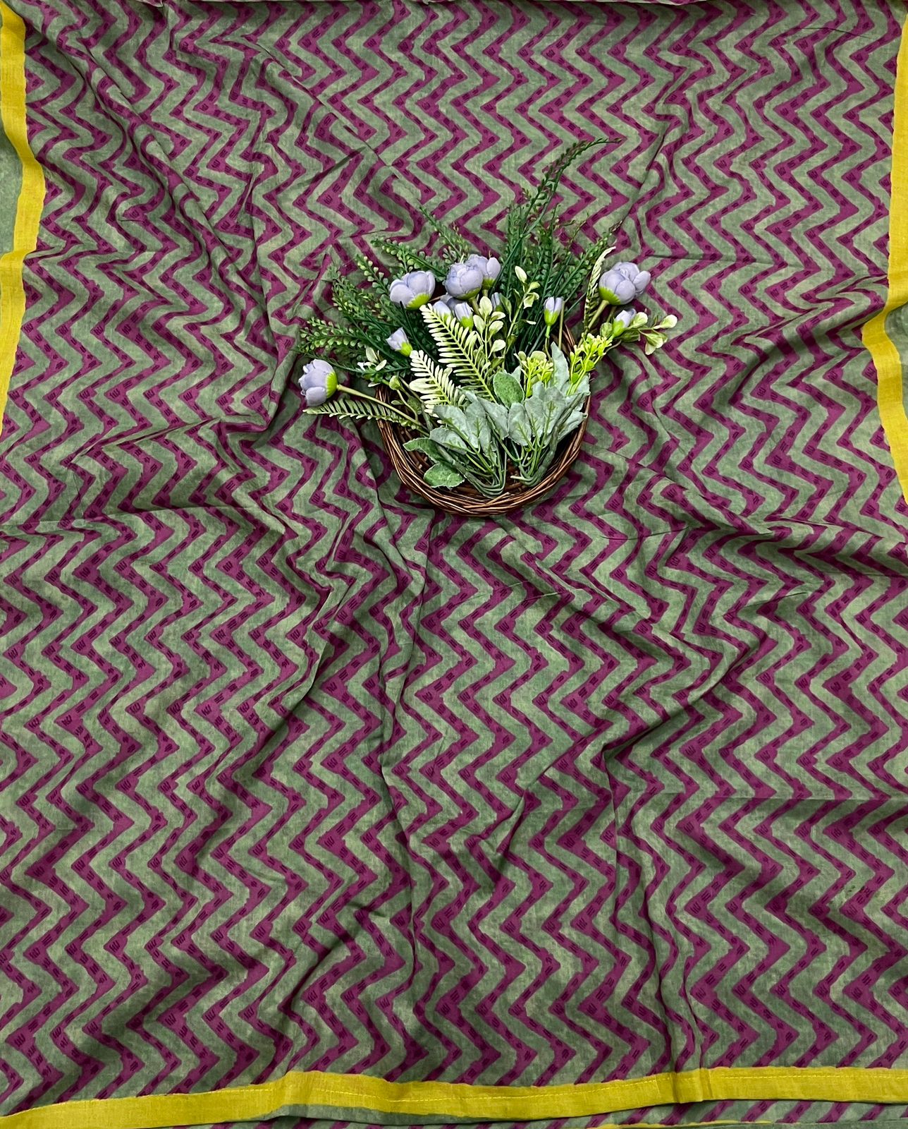 935A Cotton Maroon with yellow Suit Fabric / CKC Cotton Bazaar