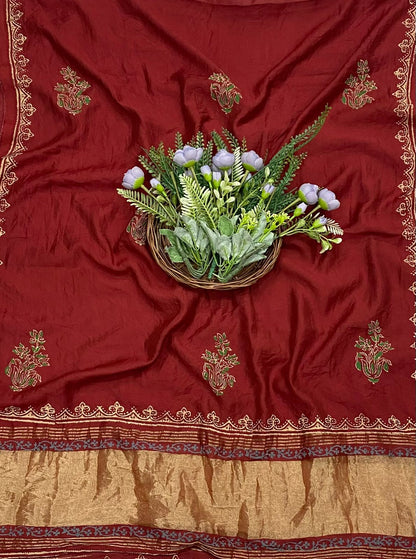 899A Cotton Mustard with Red Suit Fabric / CKC Cotton Bazaar