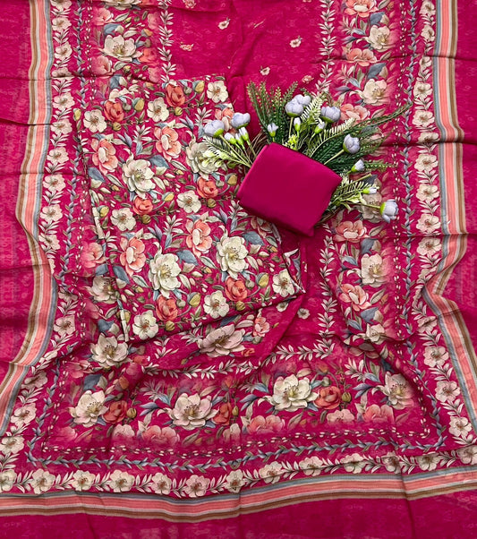 971A Georgette Dark Pink Suit Fabric / CKC Georgette Suits