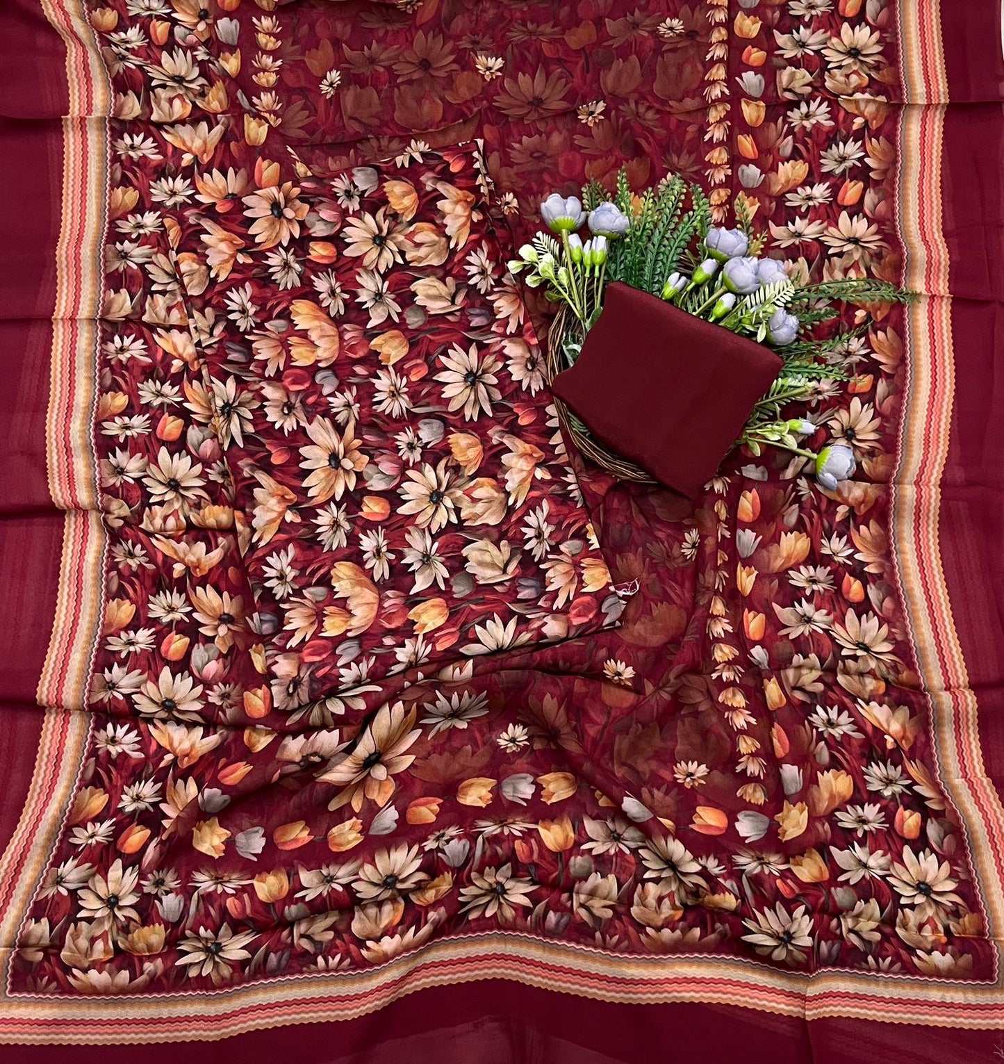 970A Georgette Maroon Suit Fabric / CKC Georgette Suits