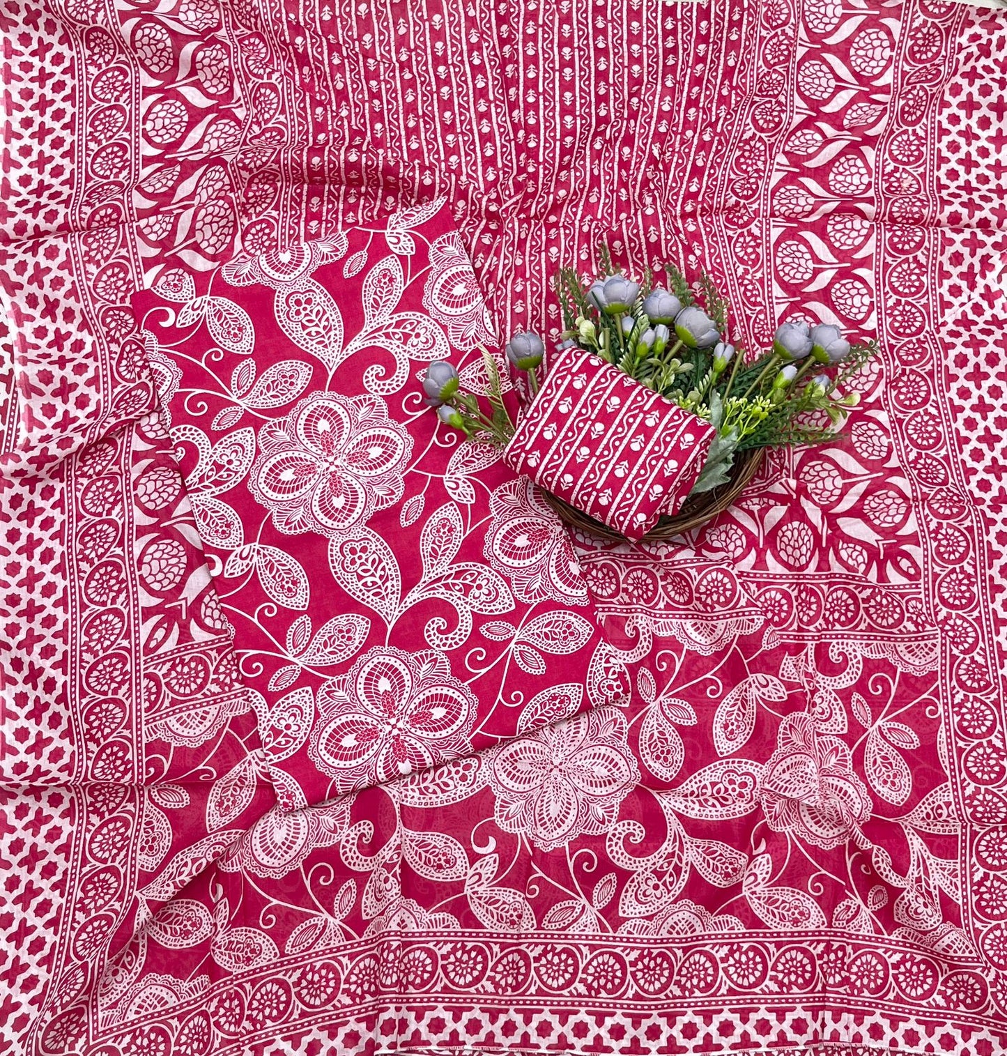 CKC 17B Cotton Red Magenta Suit Fabric / CKC Cotton Bazaar