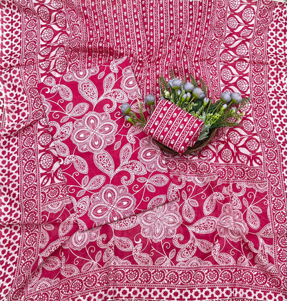 CKC 17B Cotton Red Magenta Suit Fabric / CKC Cotton Bazaar