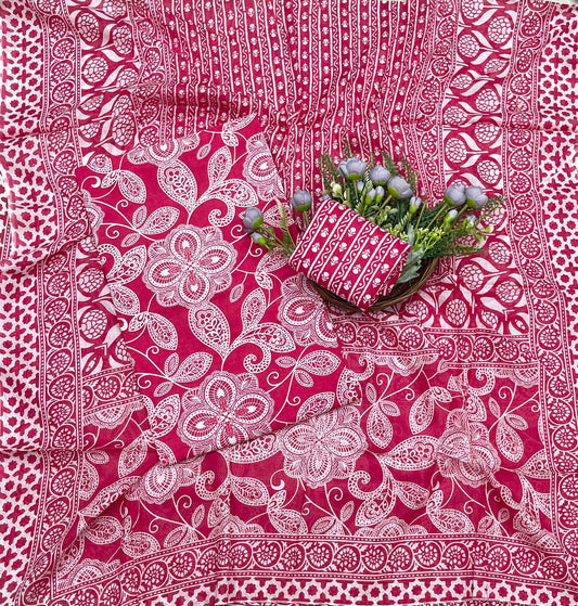 CKC 17B Cotton Red Magenta Suit Fabric / CKC Cotton Bazaar