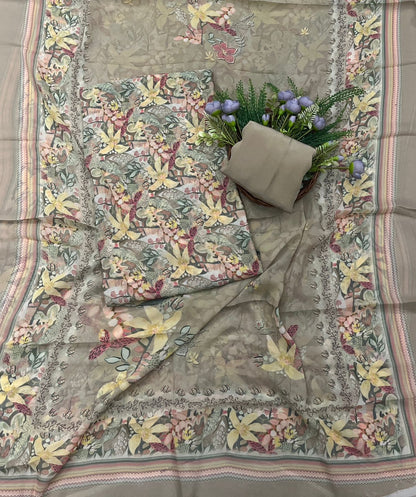 966A Georgette Beige Suit Fabric / CKC Georgette Suits