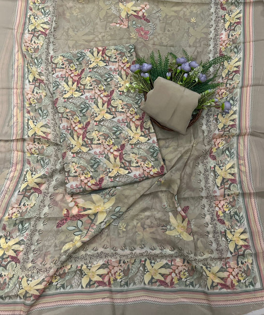 966A Georgette Beige Suit Fabric / CKC Georgette Suits