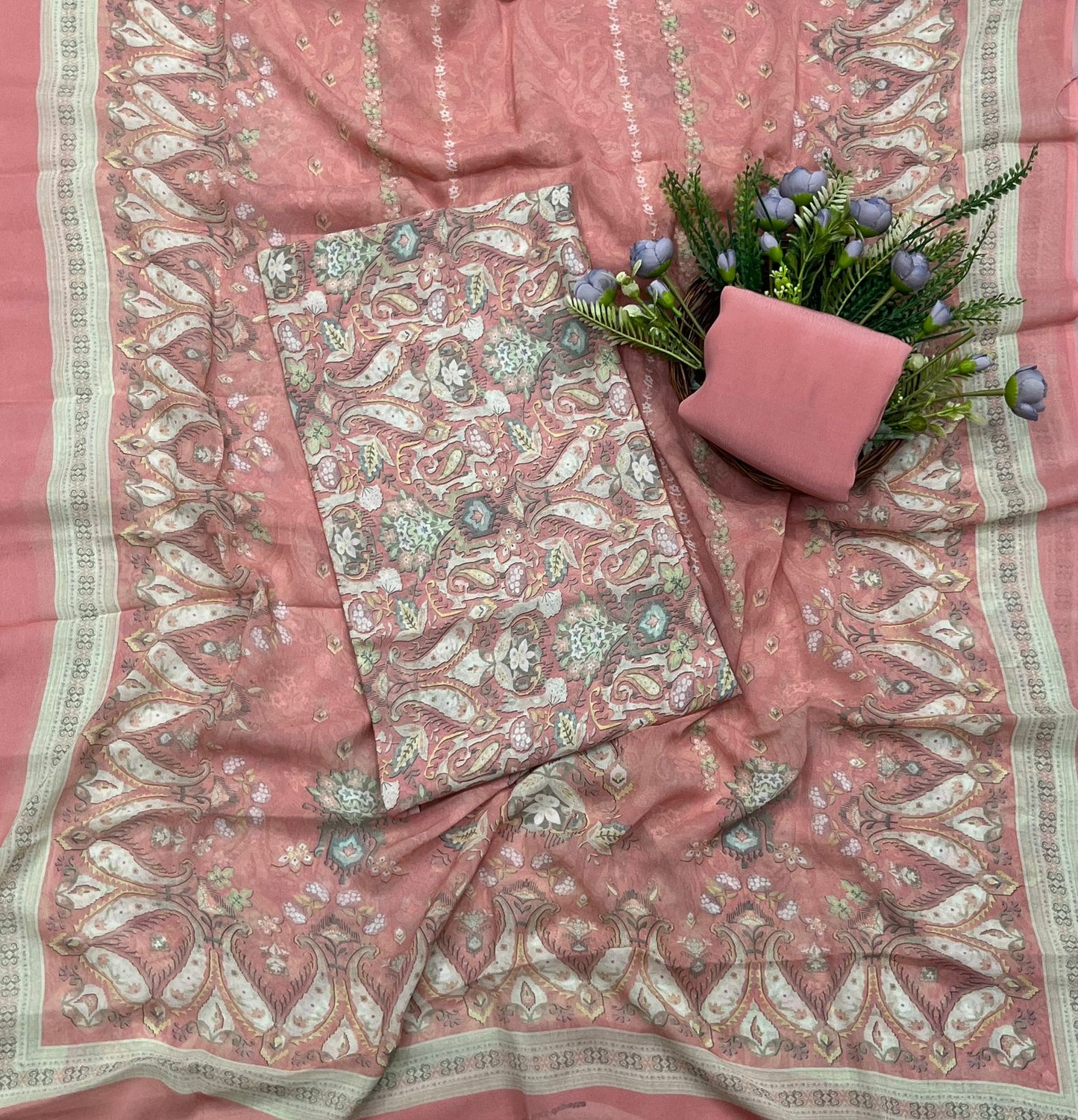 973A Georgette Light Pink Suit Fabric / CKC Georgette Suits