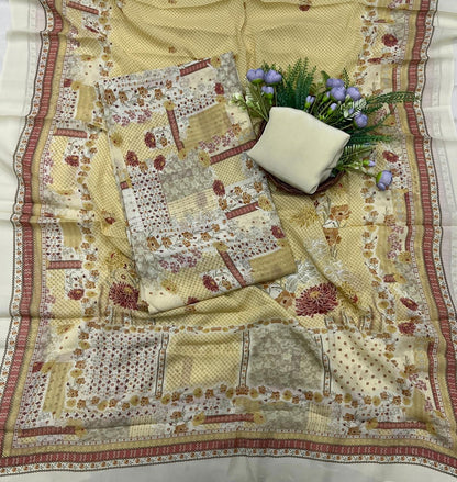 967A Georgette Light Cream Suit Fabric / CKC Georgette Suits