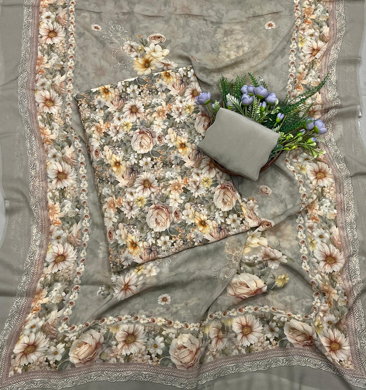 979A Georgette Dusty Gray Suit Fabric / CKC Georgette Suits