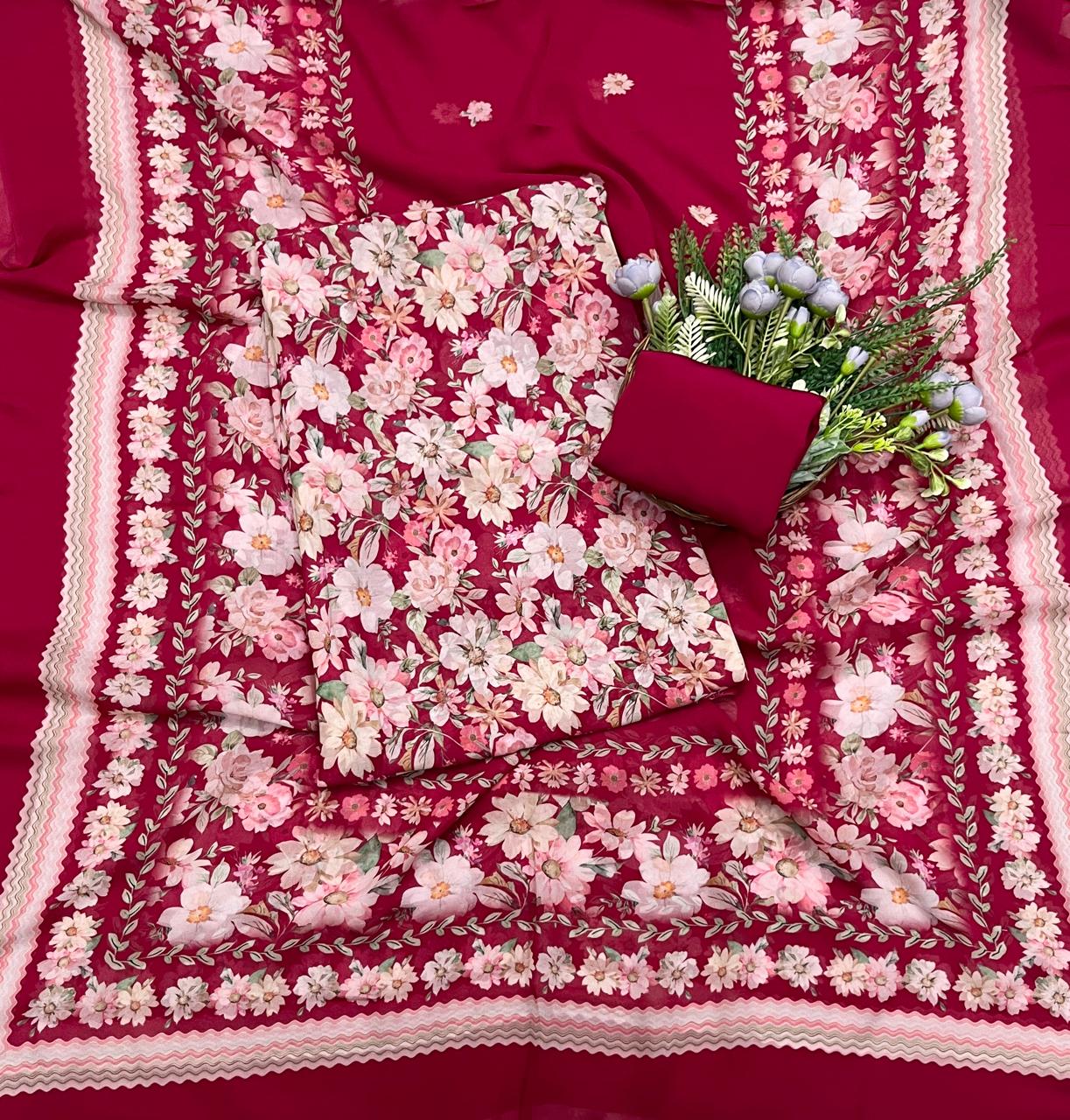 978A Georgette Magenta Suit Fabric / CKC Georgette Suits
