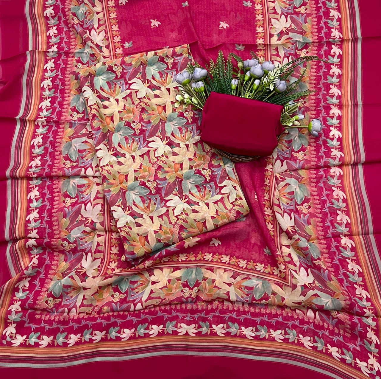 968A Georgette Magenta Suit Fabric / CKC Georgette Suits